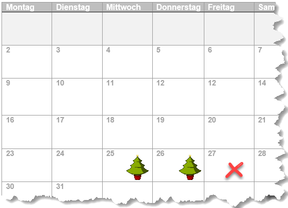 Auszug Kalender Dezember 2019