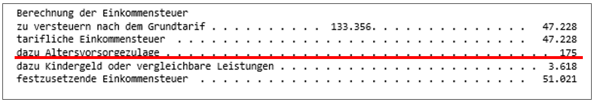 Bescheidauszug Altersvorsorgezulage