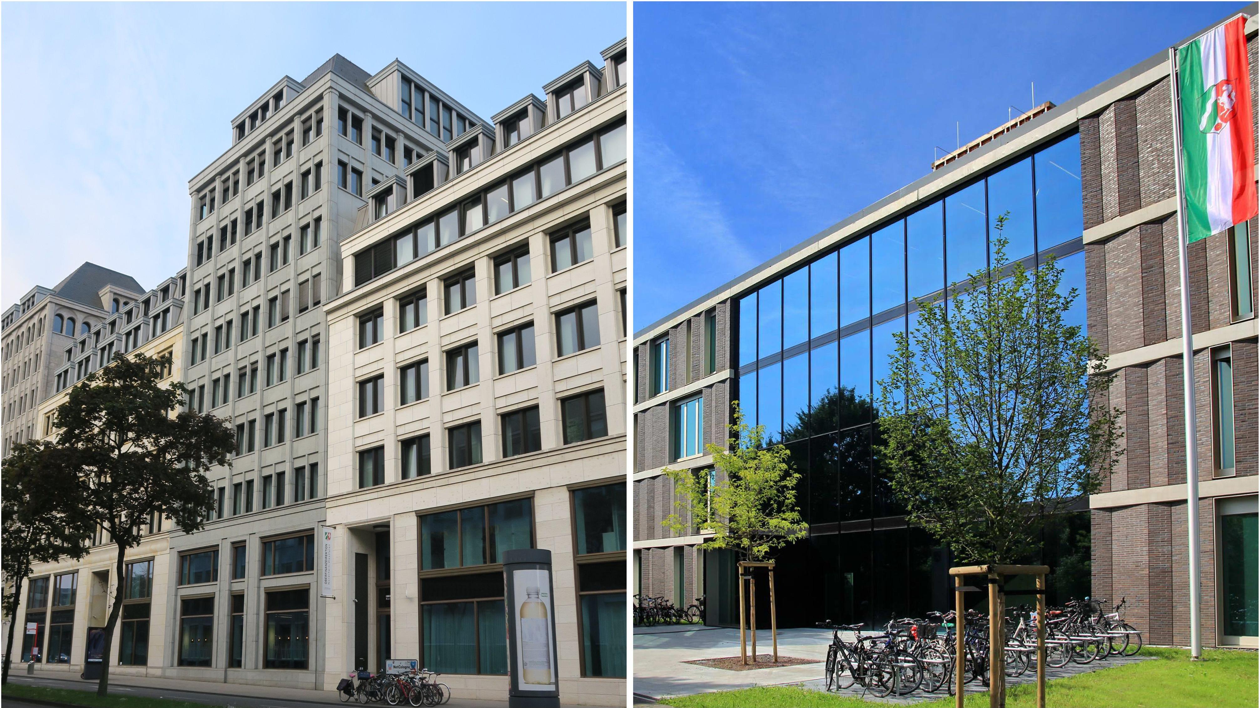 Stimmungsbild zum Beitrag: Es wird links das Gebäude der OFD in Köln und rechts das Gebäude der OFD in Münster abgebildet.