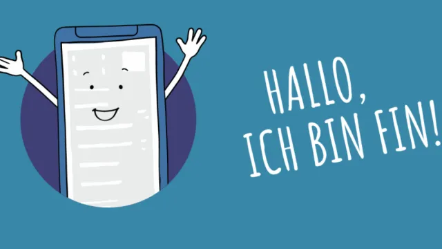 Fin auf blauem Hintergrund