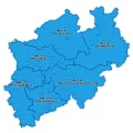 Die NRW Karte bildet die fünf Regionalabteilungen ab.